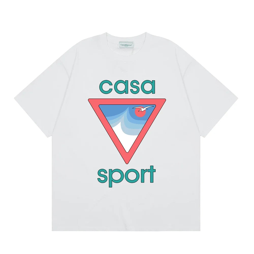 Casablanca Sport Red Triangle Horizon T-Shirt - White