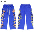 Valleydream Bright Blue Tribal Flame Graphic Baggy Sweatpants