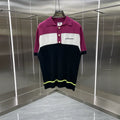 Casablanca Colorblock Knit Polo Shirt - Burgundy / White / Navy